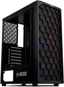 Gabinete Gamer Mancer Hexer, Rainbow, Mid-Tower, Lateral de Vidro, Com 3 Fans, Preto, MCR-HEX-RB01