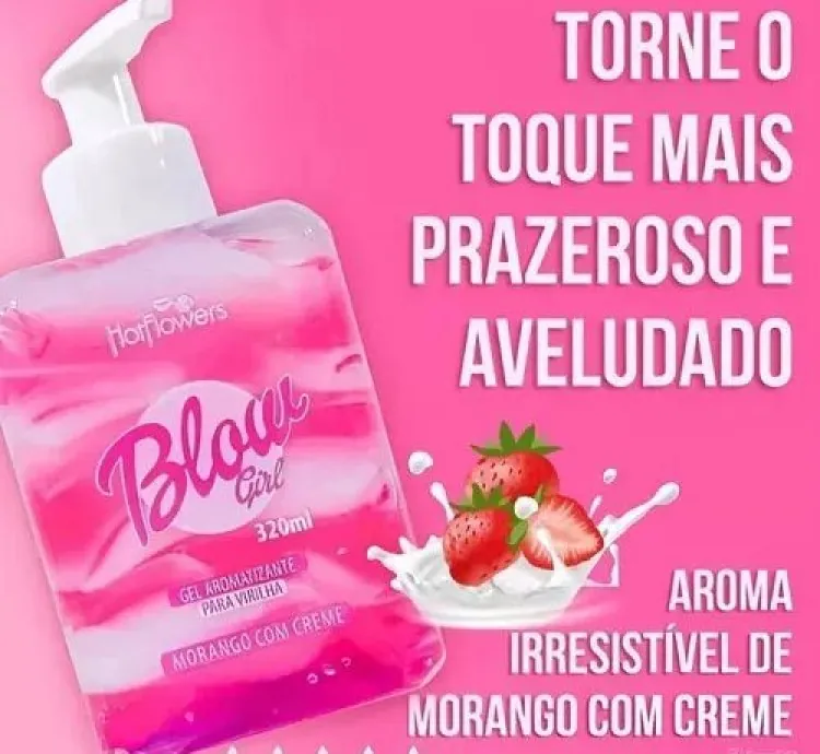 Blow Girl Gel Aromatizante Beijável Morango Com Creme 320ml