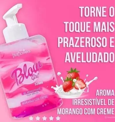 Blow Girl Gel Aromatizante Beijável Morango Com Creme 320ml 5