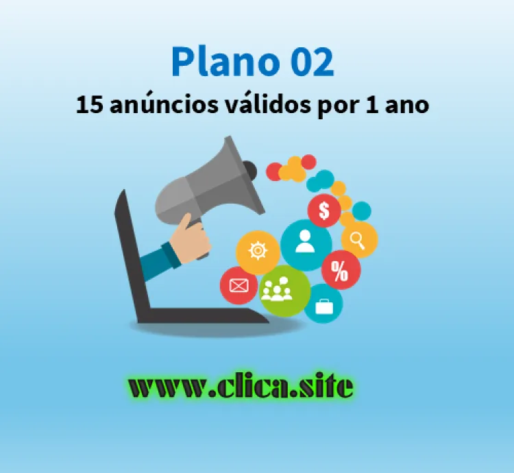 Plano 02 - 15 anúncios válidos por 1 ano