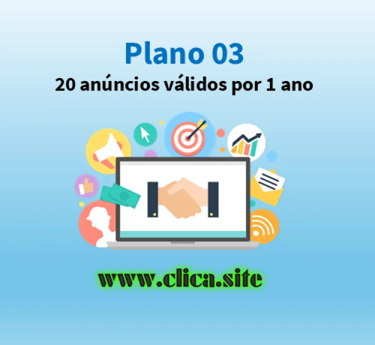 Plano 03 - 20 anúncios válidos por 1 ano