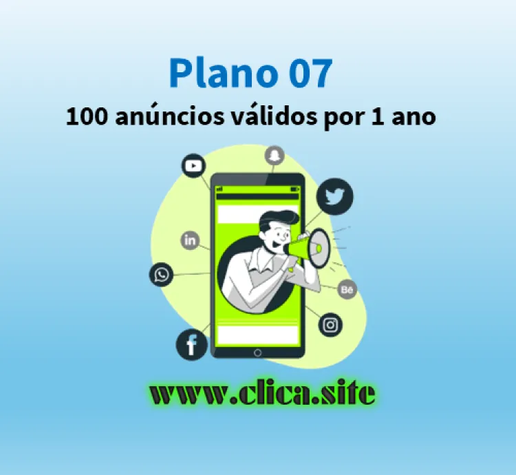 Plano 07 - 100 anúncios válidos por 1 ano